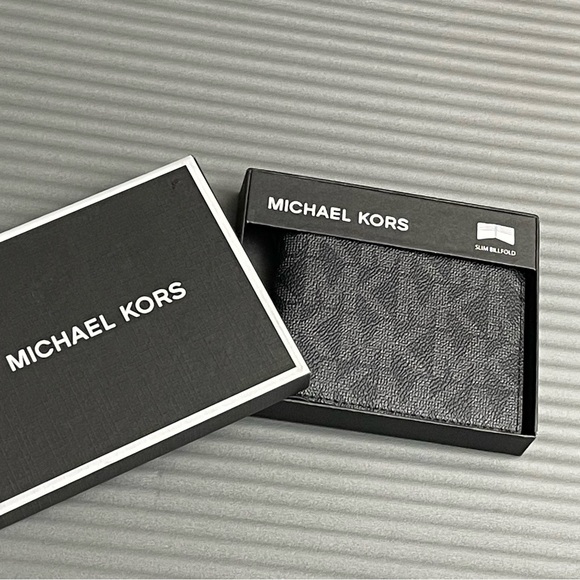 Michael Kors JetSet Mens Slim Billfold Wallet Black NIB 6 Card Slots Luxury Gift - Picture 4 of 16